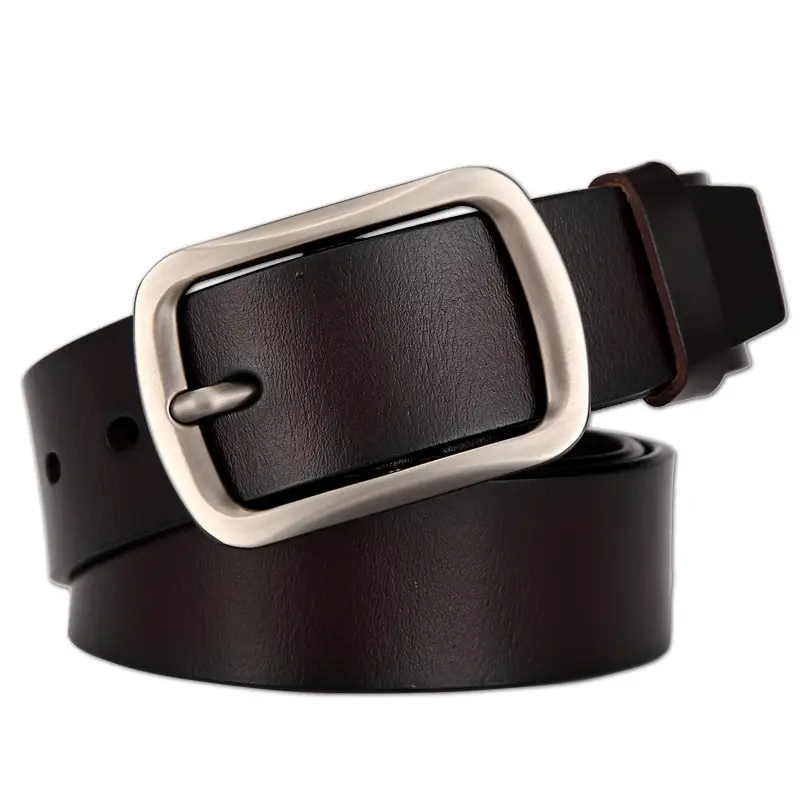 Men's Black Leather Belt with Silver Buckle - Image 7