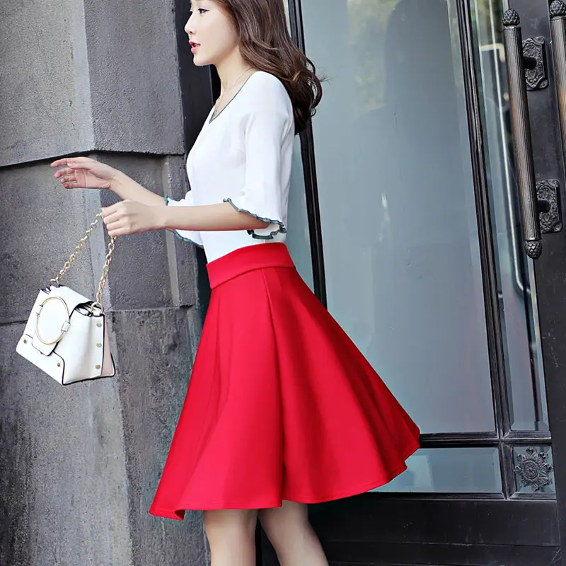 Women's Red Anti-Light Skirt 55cm New Arrival