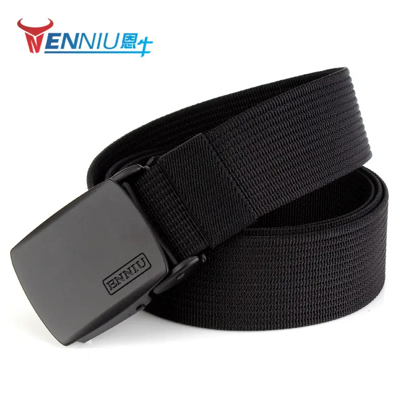 Ennius Youth Black Nylon Belt for Men with Automatic Buckle