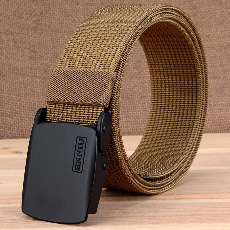 Ennius Youth Black Nylon Belt for Men with Automatic Buckle