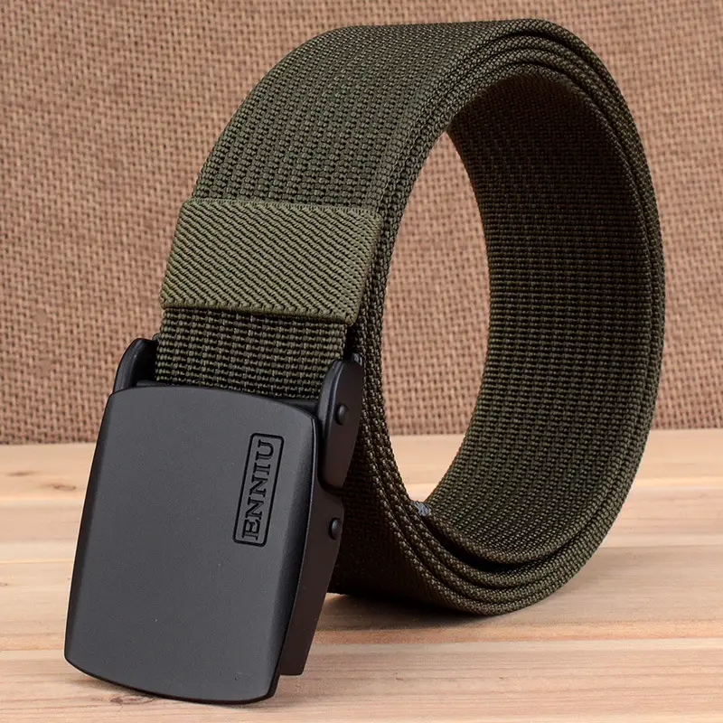Ennius Youth Black Nylon Belt for Men with Automatic Buckle