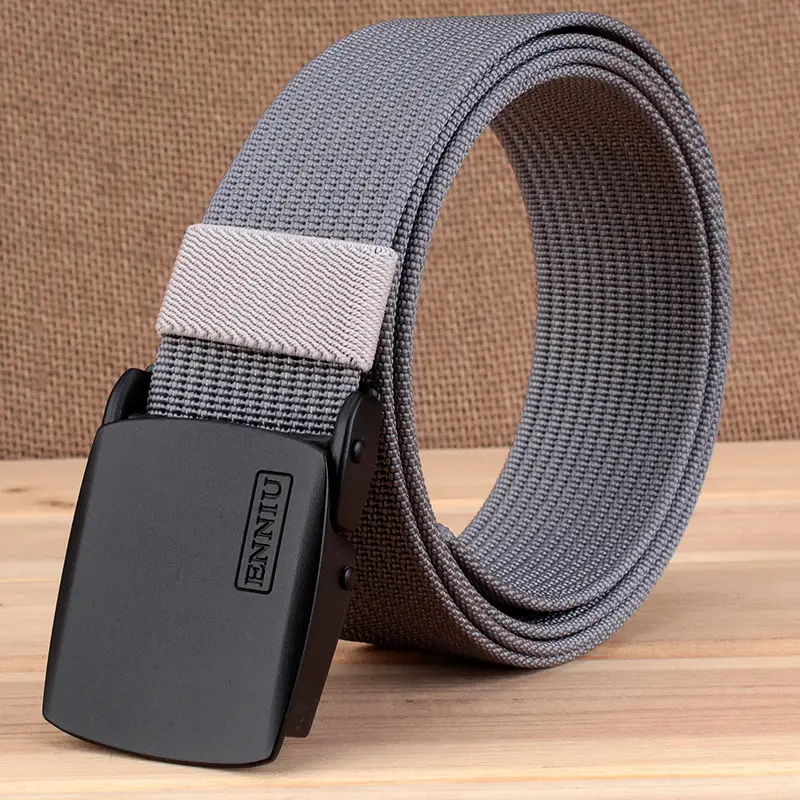 Ennius Youth Black Nylon Belt for Men with Automatic Buckle
