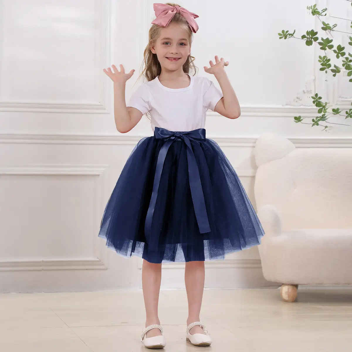 Blue Tulle Petticoat Skirt for Girls Mother Daughter Set - Image 15