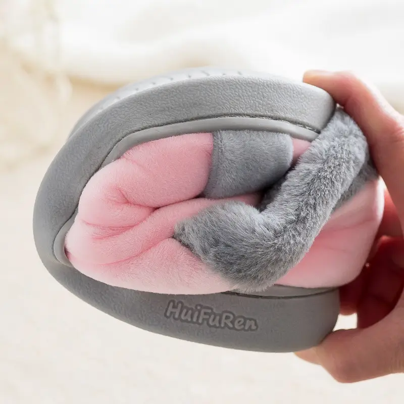 Cartoon Cotton Slippers for Female Couples at Home in Winter, Indoor Home Warm Autumn and Winter Non-Slip Furry Cotton Slippers Indoor Slippers - Image 8