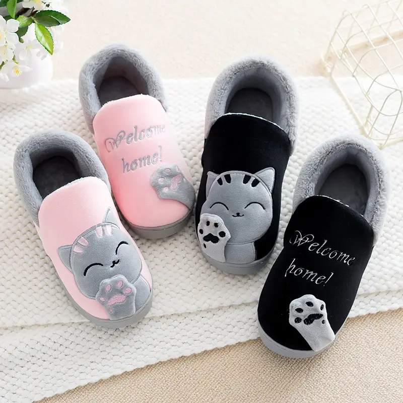 Cartoon Cotton Slippers for Female Couples at Home in Winter, Indoor Home Warm Autumn and Winter Non-Slip Furry Cotton Slippers Indoor Slippers - Image 10