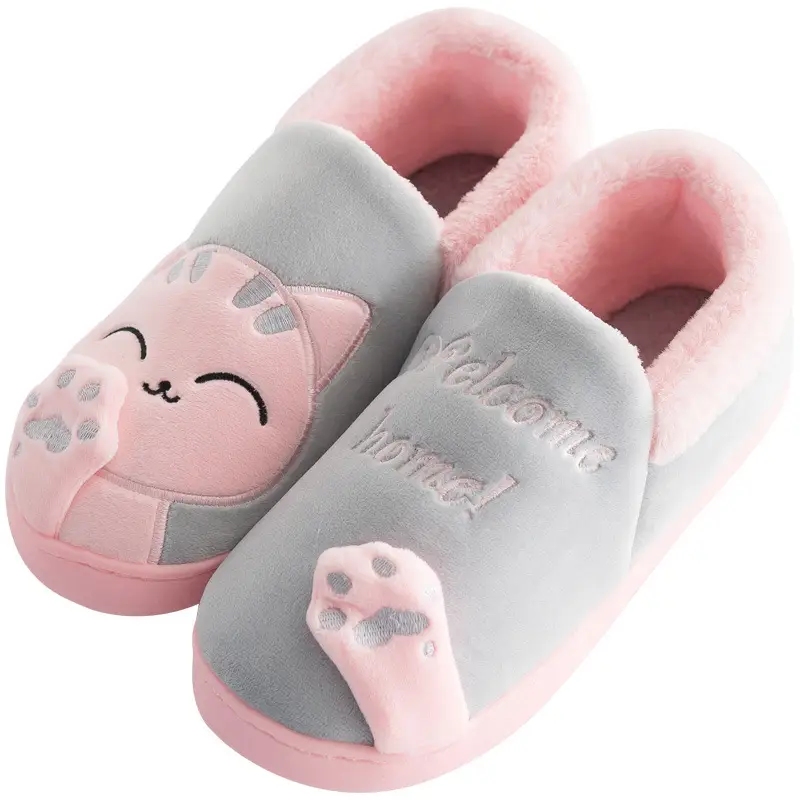 Cartoon Cotton Slippers for Female Couples at Home in Winter, Indoor Home Warm Autumn and Winter Non-Slip Furry Cotton Slippers Indoor Slippers - Image 11