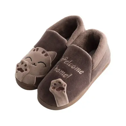 Cartoon Cotton Slippers for Female Couples at Home in Winter, Indoor Home Warm Autumn and Winter Non-Slip Furry Cotton Slippers Indoor Slippers - Image 4