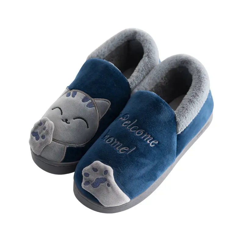 Cartoon Cotton Slippers for Female Couples at Home in Winter, Indoor Home Warm Autumn and Winter Non-Slip Furry Cotton Slippers Indoor Slippers - Image 5