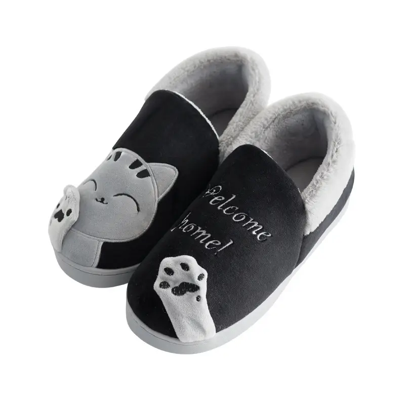 Cartoon Cotton Slippers for Female Couples at Home in Winter, Indoor Home Warm Autumn and Winter Non-Slip Furry Cotton Slippers Indoor Slippers - Image 6