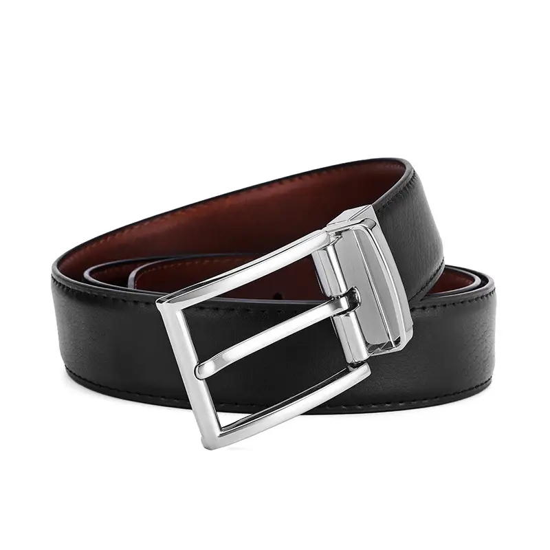 Men's Genuine Leather Belt with Rotating Pin Buckle - Image 3