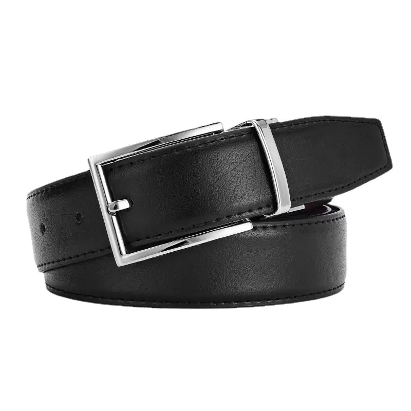 Men's Genuine Leather Belt with Rotating Pin Buckle - Image 6