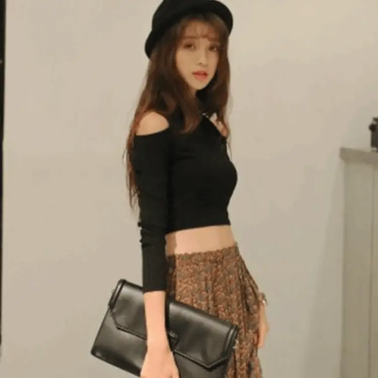 Women's 2023 Cold Shoulder Crop Top with Hat