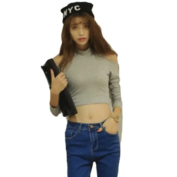 Women's 2023 Cold Shoulder Crop Top with Hat