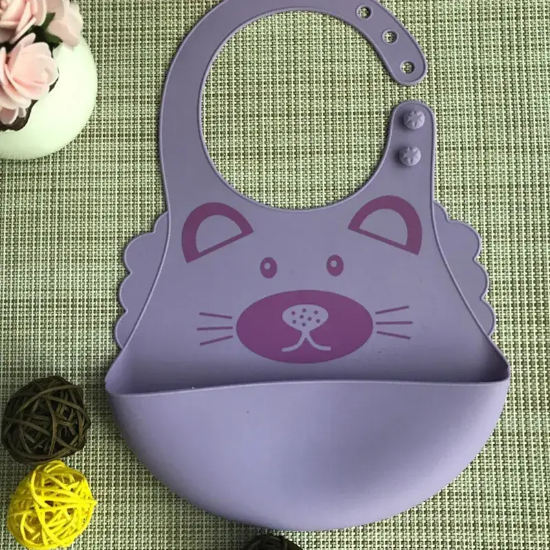 Three-Dimensional Waterproof Baby Feeding Bib Soft Silicone Blue - Image 2