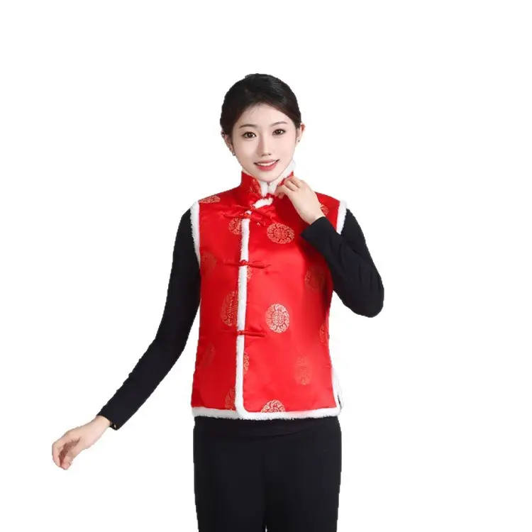 Chinese Embroidered Cotton Vest for Women Winter Wear - Image 15
