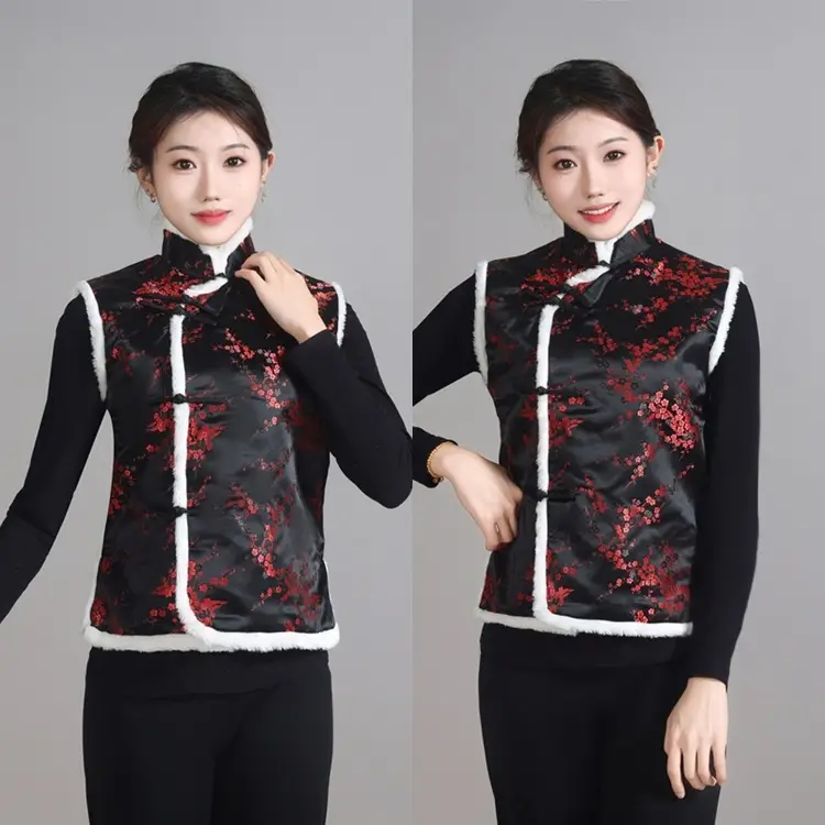 Chinese Embroidered Cotton Vest for Women Winter Wear — feature 11