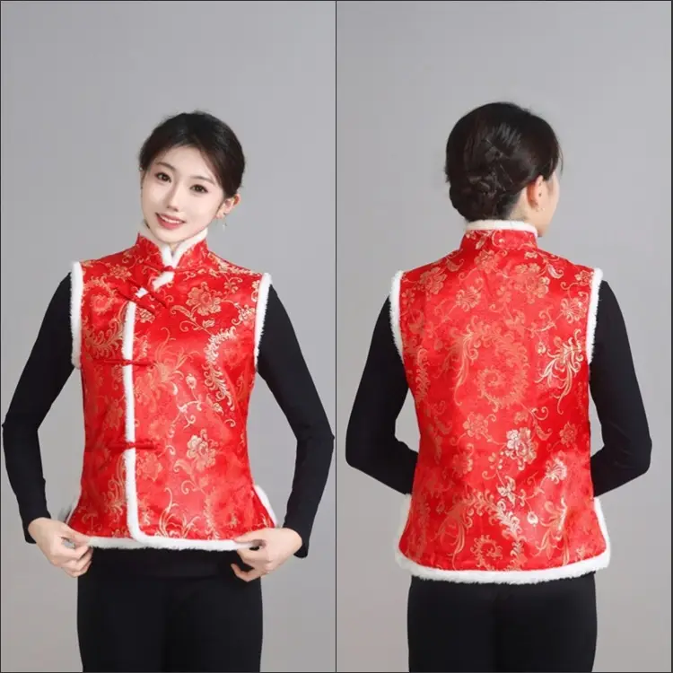 Chinese Embroidered Cotton Vest for Women Winter Wear — feature 6