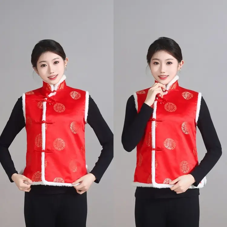 Chinese Embroidered Cotton Vest for Women Winter Wear — feature 7