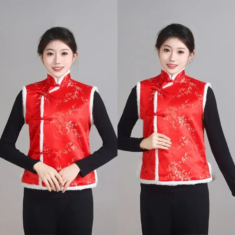 Chinese Embroidered Cotton Vest for Women Winter Wear — feature 8