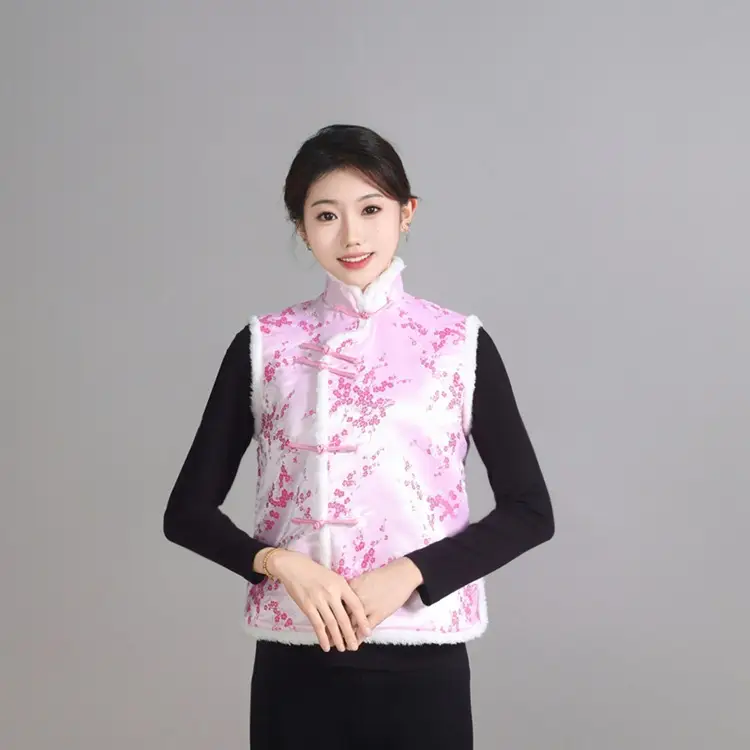 Chinese Embroidered Cotton Vest for Women Winter Wear - Image 5