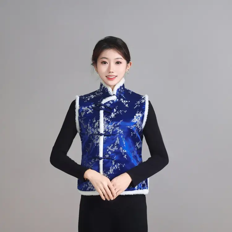 Chinese Embroidered Cotton Vest for Women Winter Wear - Image 7
