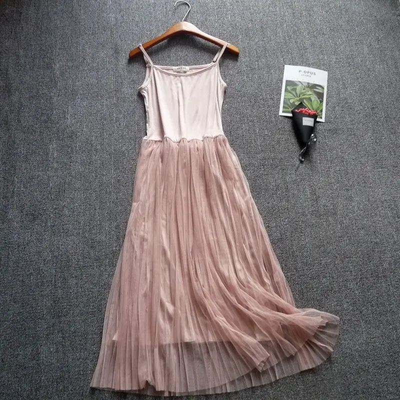 Long Sleeve Pleated Vest Skirt Dress Grey