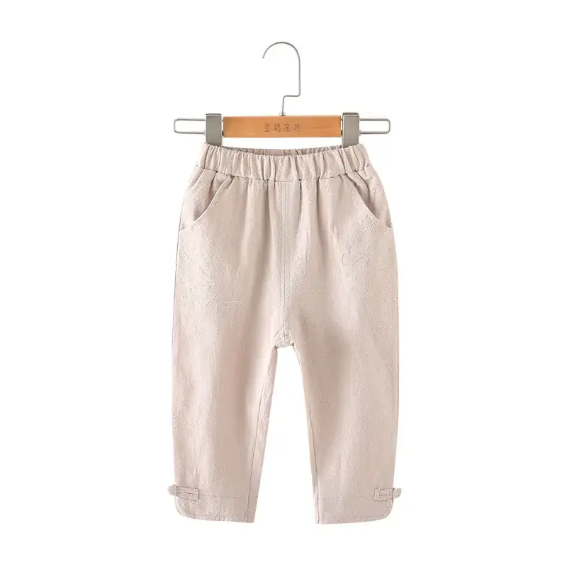 Chinese Style Cotton Pants for Boys Girls Straight Leg - Image 5