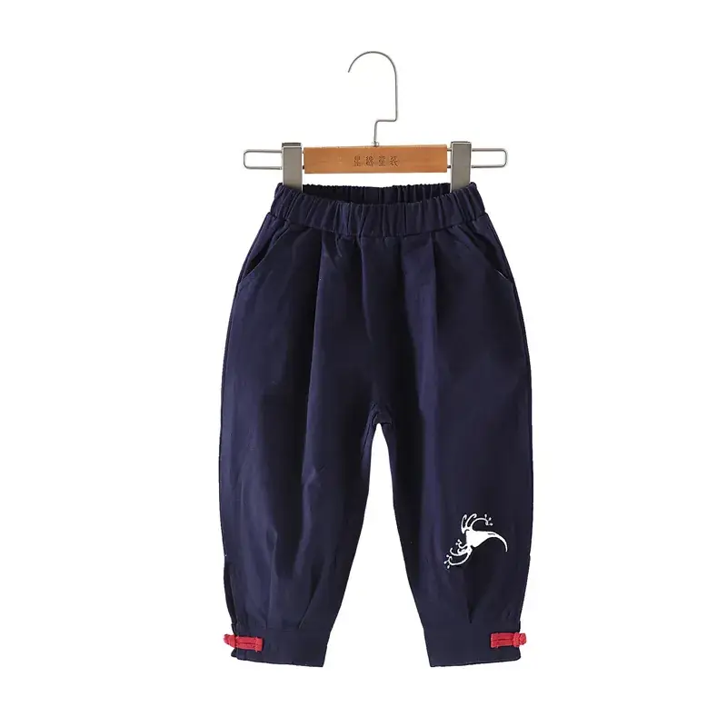 Chinese Style Cotton Pants for Boys Girls Straight Leg - Image 7