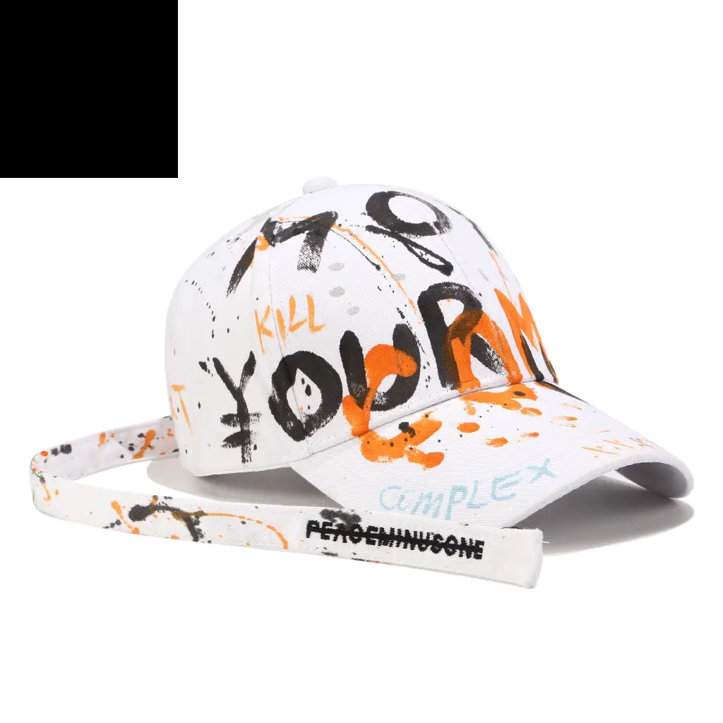 K-Style Letter Graffiti Baseball Cap with Long Strap - Image 4
