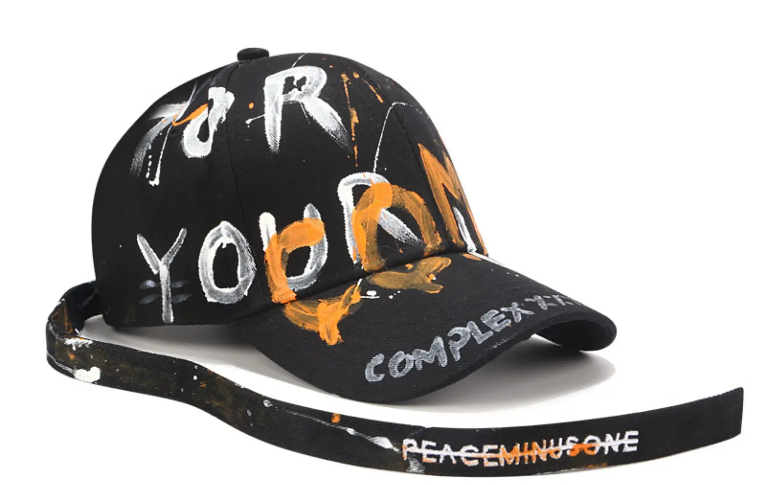 K-Style Letter Graffiti Baseball Cap with Long Strap — feature 14