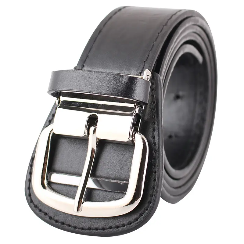 Men's Red Leather Baseball Belt with Silver Buckle - Image 8