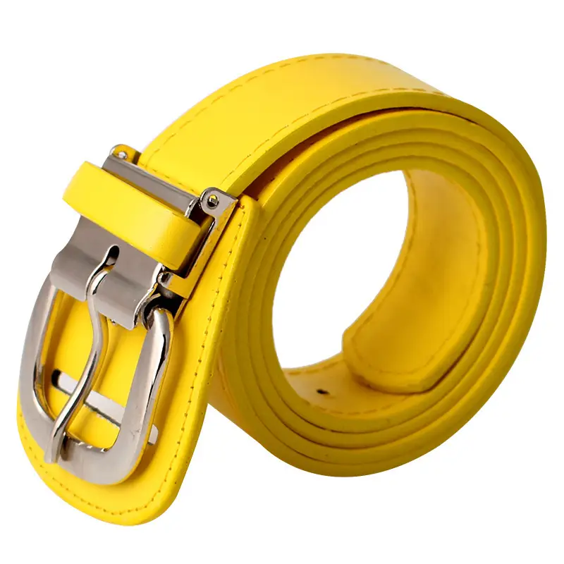 Men's Red Leather Baseball Belt with Silver Buckle - Image 5