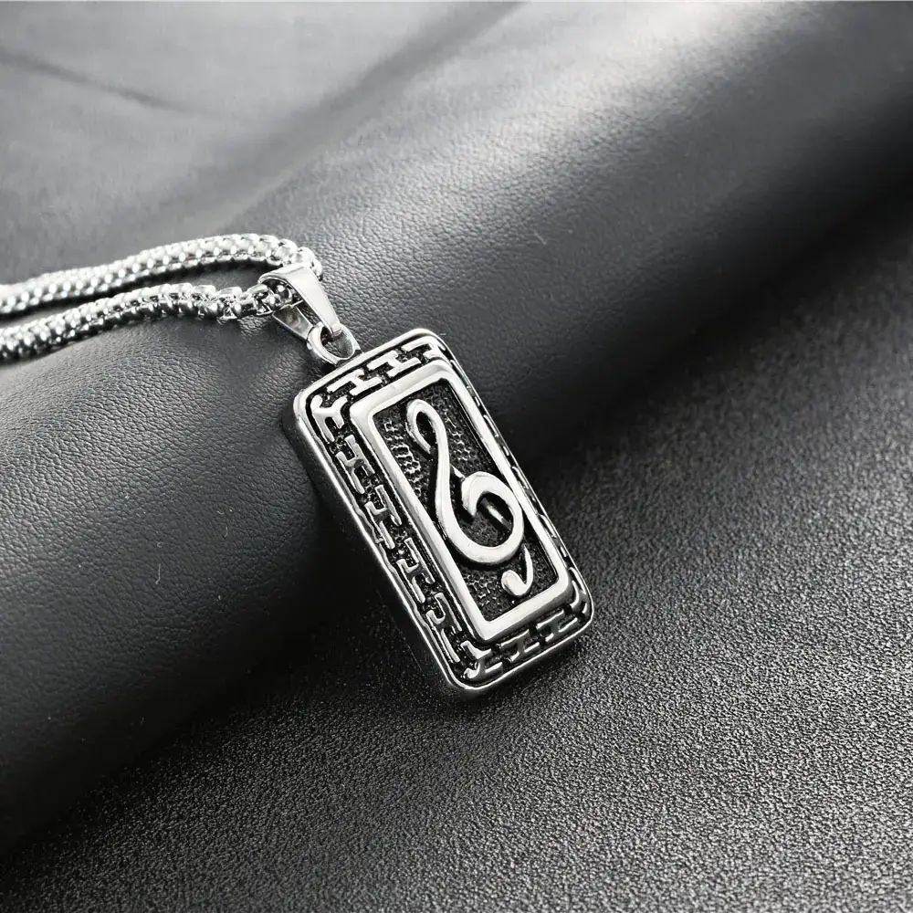 Titanium Steel Music Pendant 37mm Retro Design