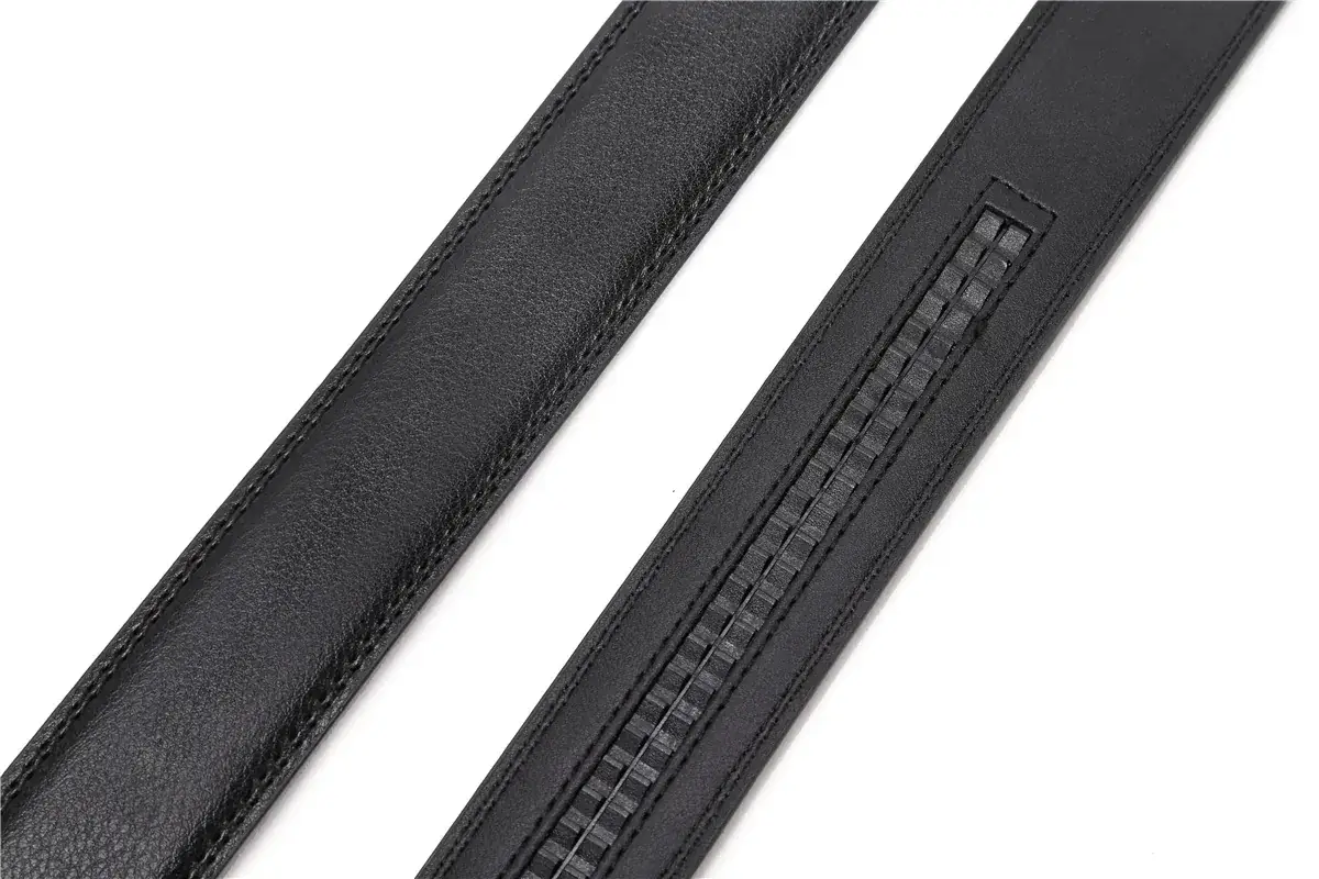 Men's Black Leather Belt with Silver Buckle - Image 35