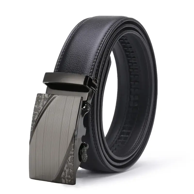 Men's Black Leather Belt with Silver Buckle - Image 10