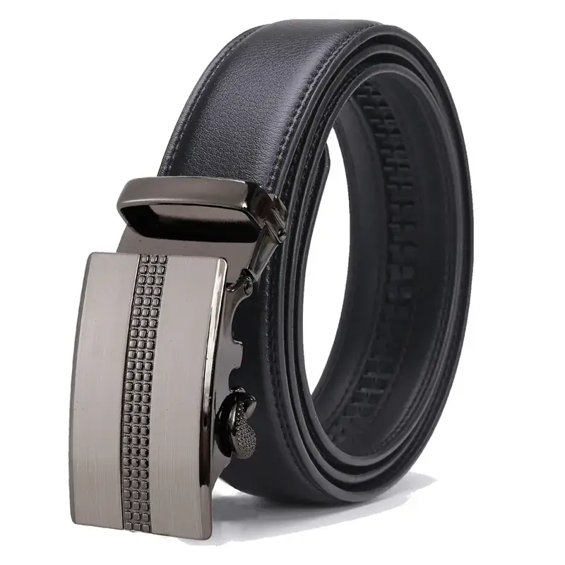 Men's Black Leather Belt with Silver Buckle - Image 11