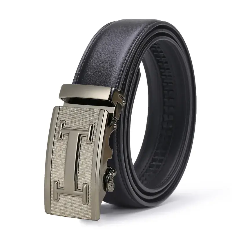 Men's Black Leather Belt with Silver Buckle - Image 12