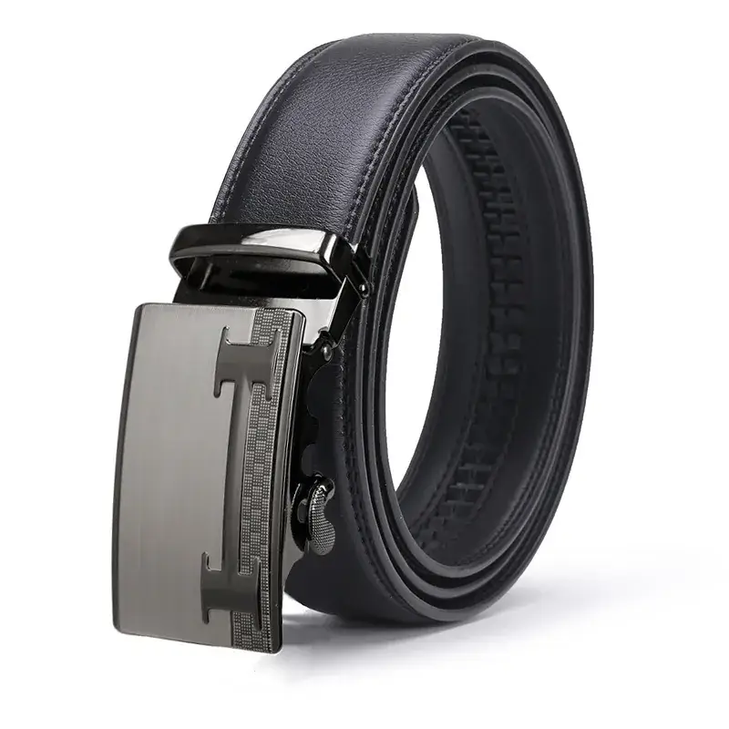Men's Black Leather Belt with Silver Buckle - Image 13