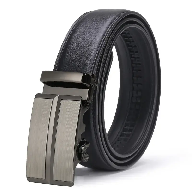Men's Black Leather Belt with Silver Buckle - Image 14