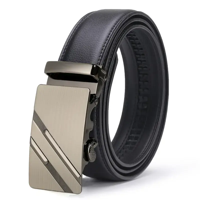 Men's Black Leather Belt with Silver Buckle - Image 15