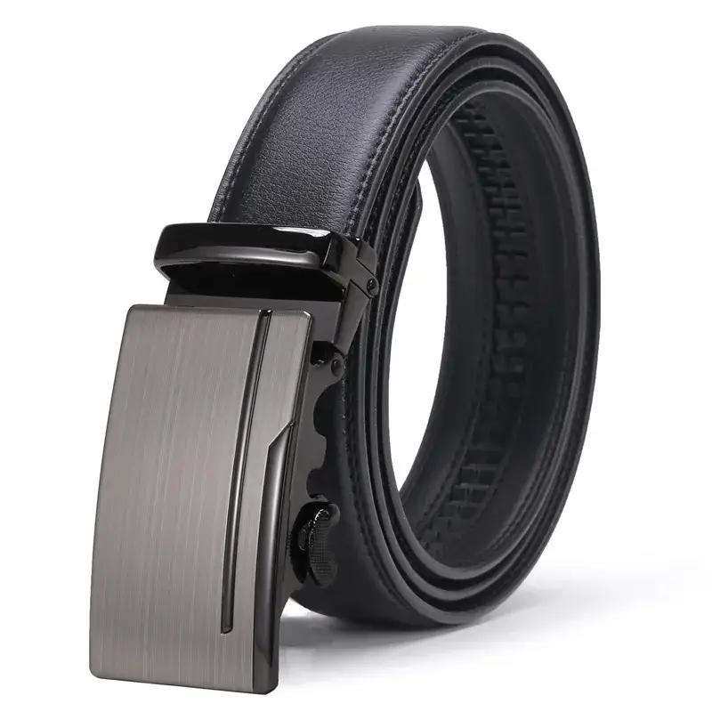 Men's Black Leather Belt with Silver Buckle - Image 16