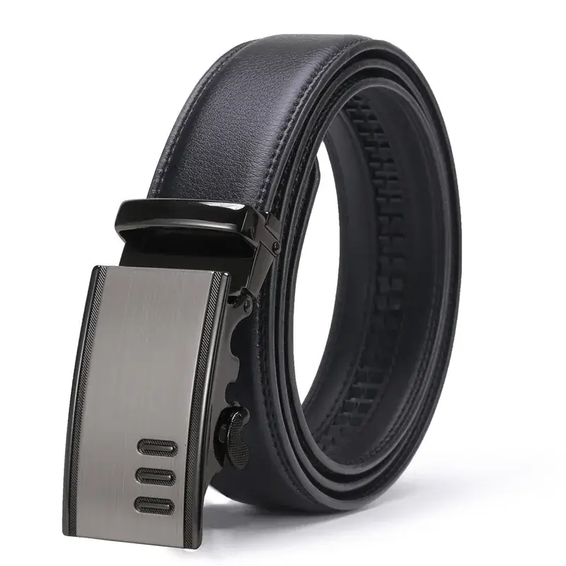 Men's Black Leather Belt with Silver Buckle - Image 17