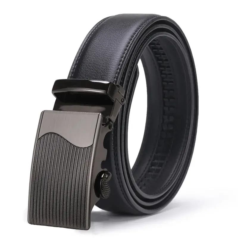 Men's Black Leather Belt with Silver Buckle - Image 18