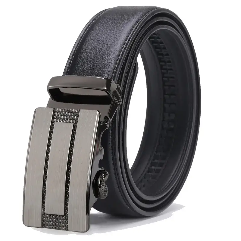 Men's Black Leather Belt with Silver Buckle - Image 19