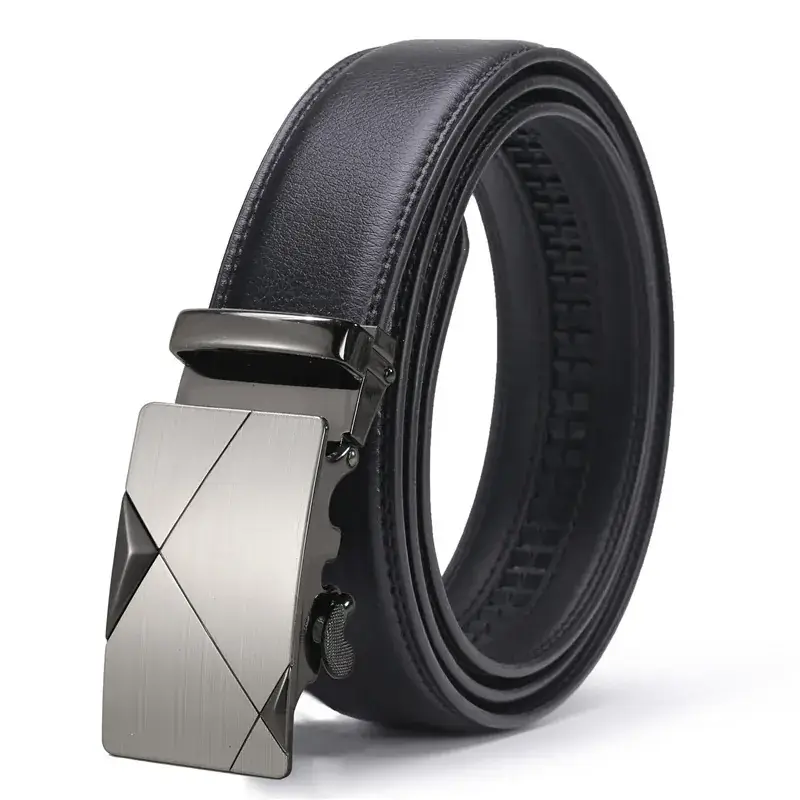 Men's Black Leather Belt with Silver Buckle - Image 20