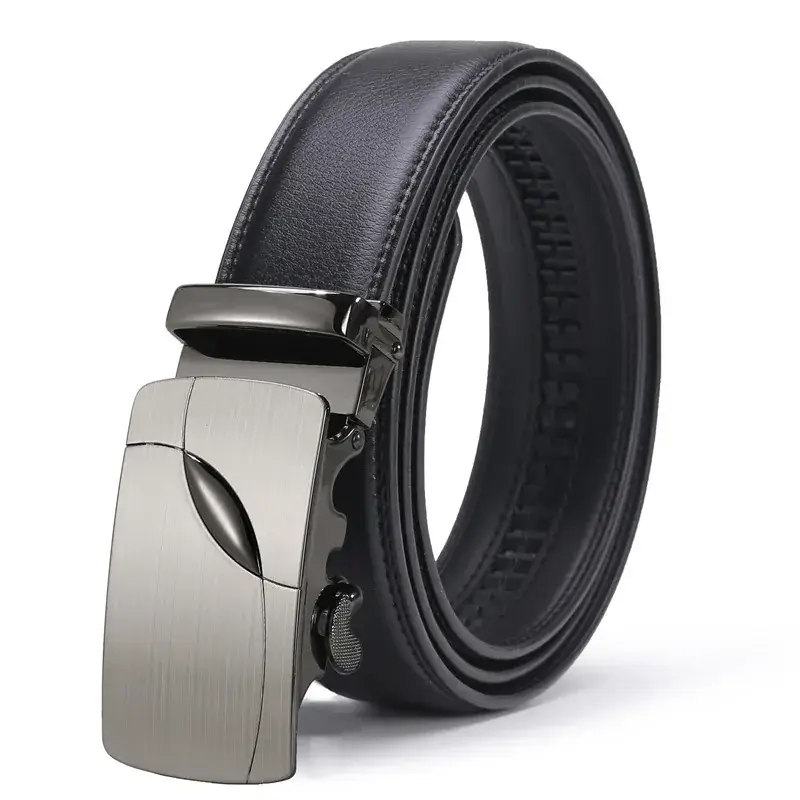 Men's Black Leather Belt with Silver Buckle - Image 21