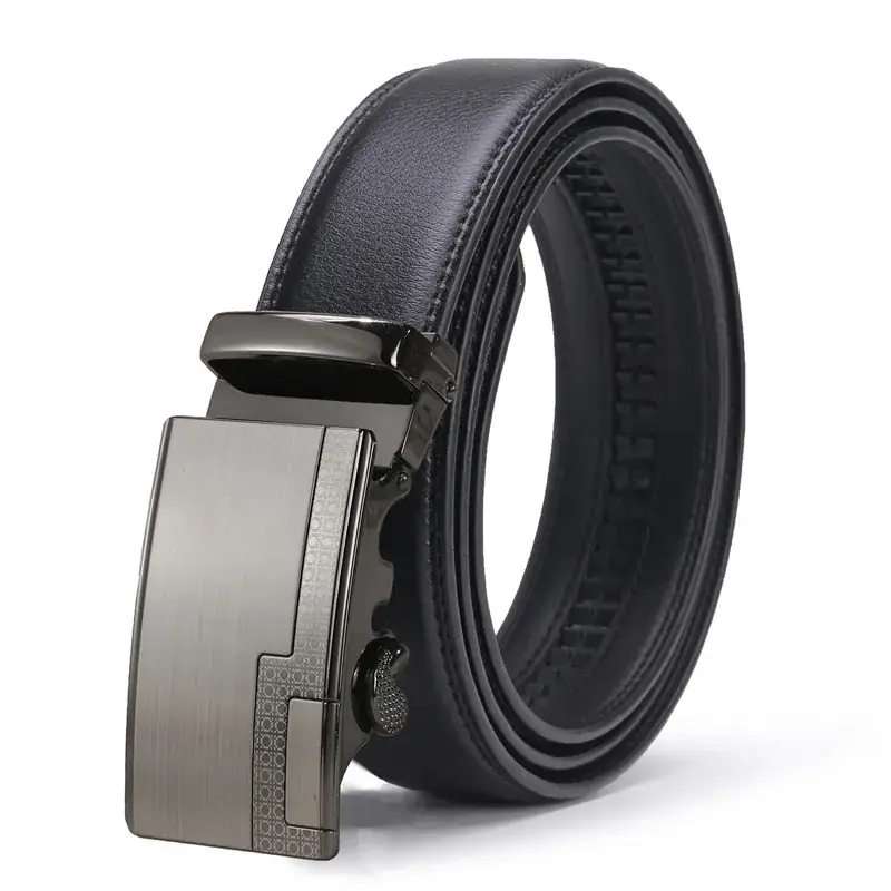 Men's Black Leather Belt with Silver Buckle - Image 22