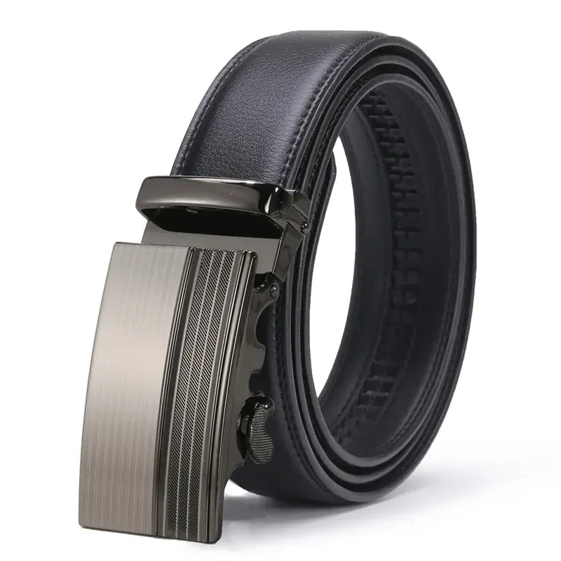 Men's Black Leather Belt with Silver Buckle - Image 23