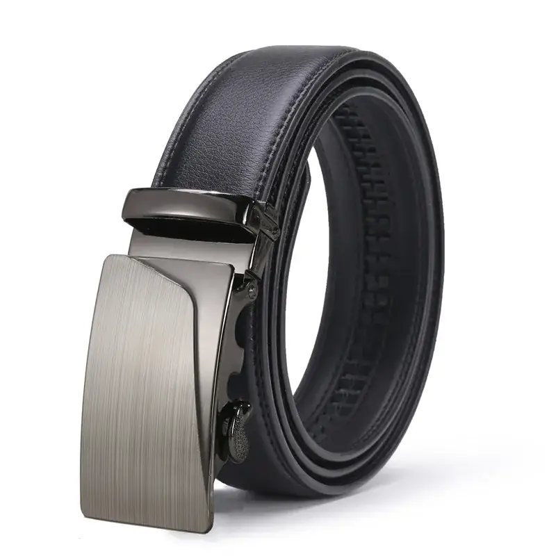Men's Black Leather Belt with Silver Buckle - Image 25