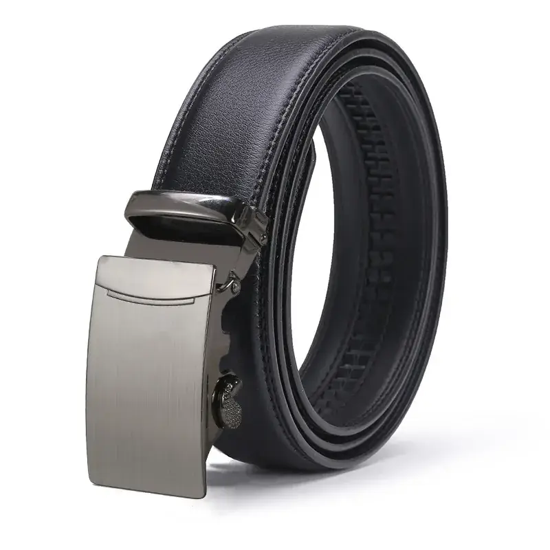 Men's Black Leather Belt with Silver Buckle - Image 26